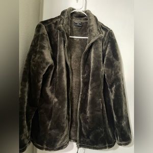 Green fluffy jacket for the winter